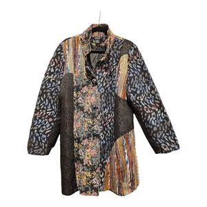 MOKA Patchwork Artsy Mixed Print Jacket Coat - Size XL